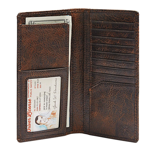 House of Jack Co. JACK Long Bifold Wallet | Natural Grain Cowhide | Rodeo Wallet | Multi-Card Capacity Mens Tall Wallet