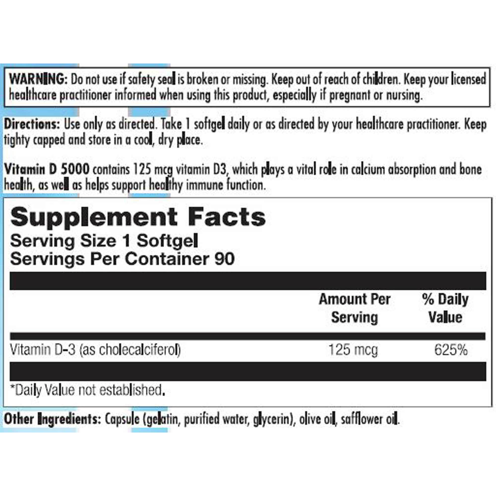 Vitamin D 5000
Nutra BioGenesis

90 Softgels